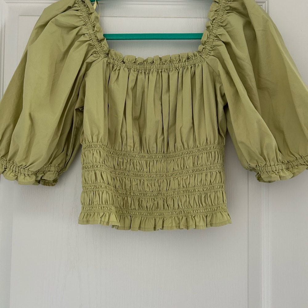 Levi's Light Olive Smocked Blouse